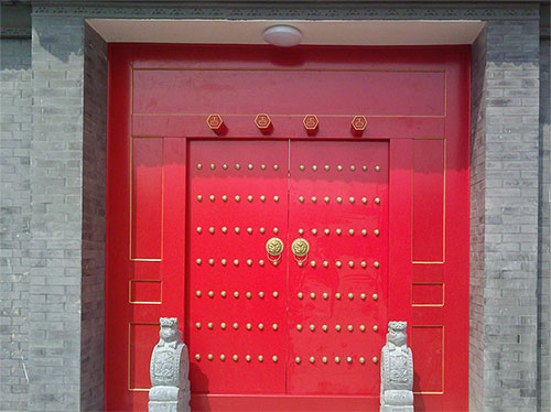 旌阳中国传统四合院系列朱红色中式木制大门木作